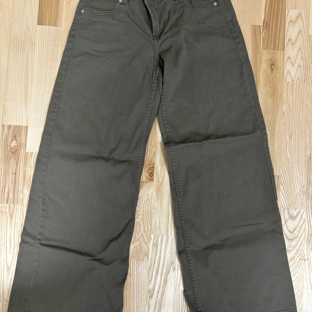 H&M Olive Wide Leg Jeans